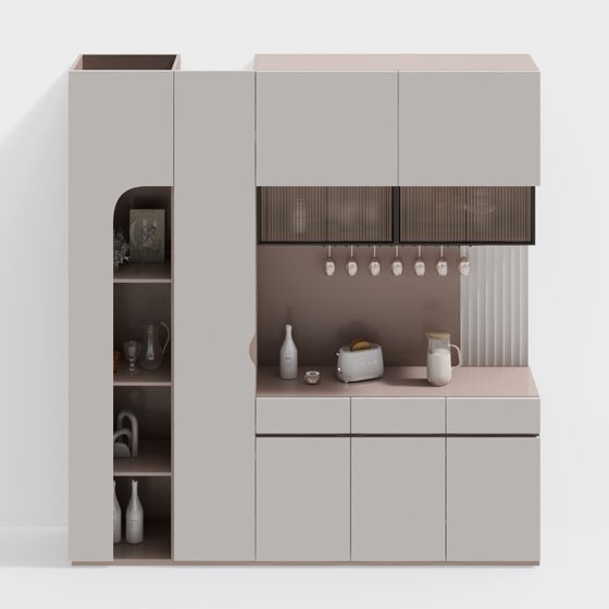 Stylish Urban Kitchen Cabinet 3D model