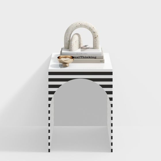 Black and White Striped Side Table 3D model