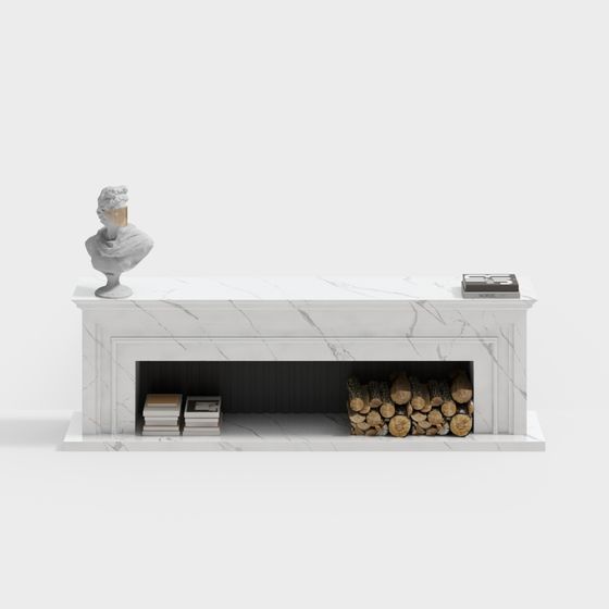 Elegant Marble Fireplace 3D model