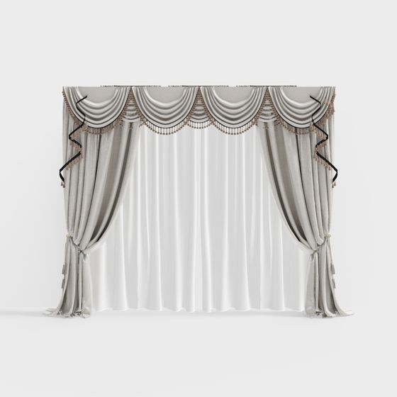 Elegant Light Luxury Curtains 3D Model for Stylish Interiors