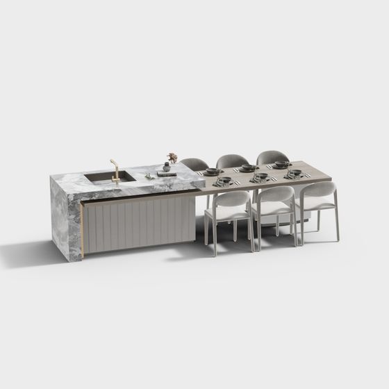 Kitchen Island 3D Model for Functional Cooking Areas