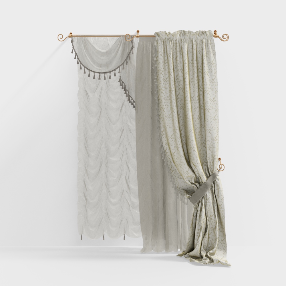 French modern white curtains