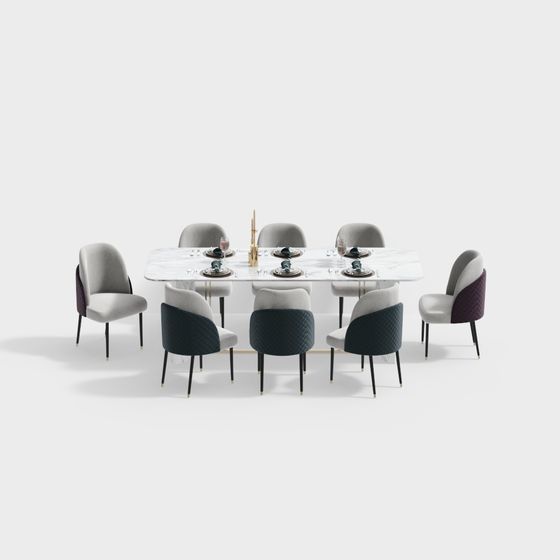 Elegant Dining Table Set 3D model