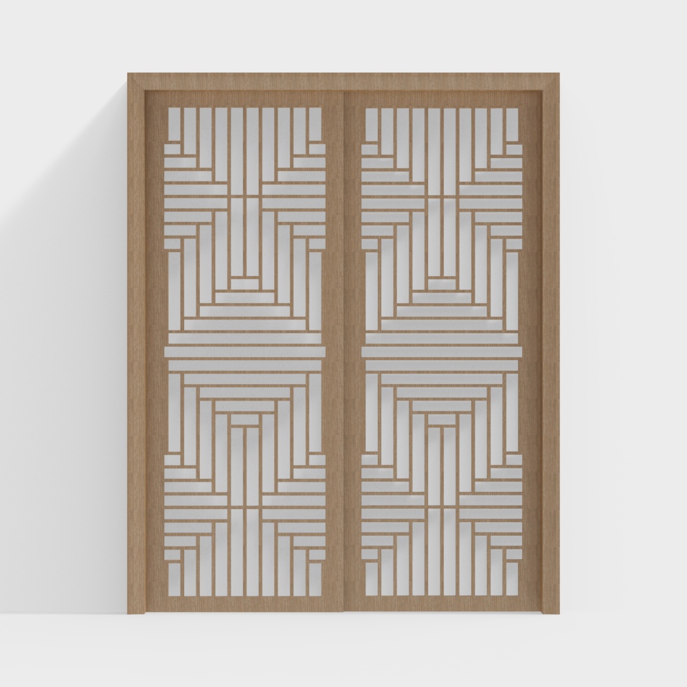 Diamond-shaped lattice wooden doors