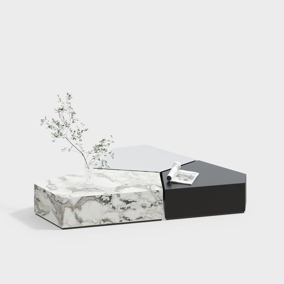 Elegant Marble Mosaic Coffee Table 3D model