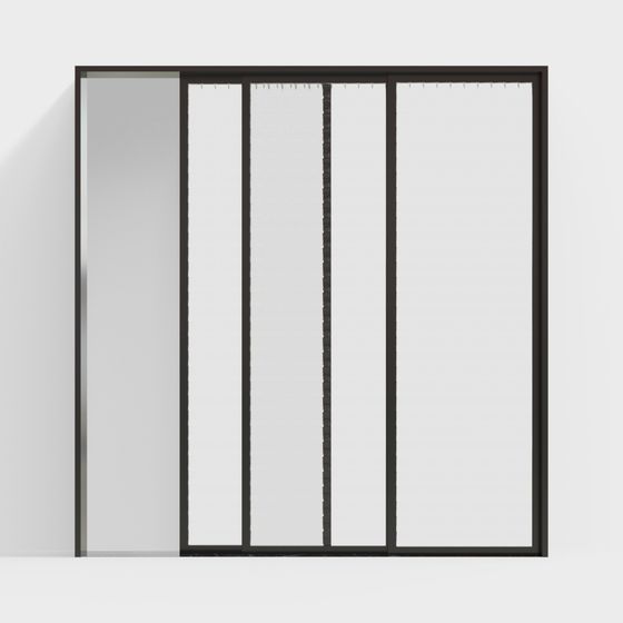 Sleek Glass Sliding Door 3D model