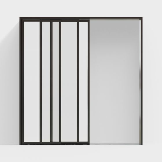 Stylish Glass Partition Door 3D model
