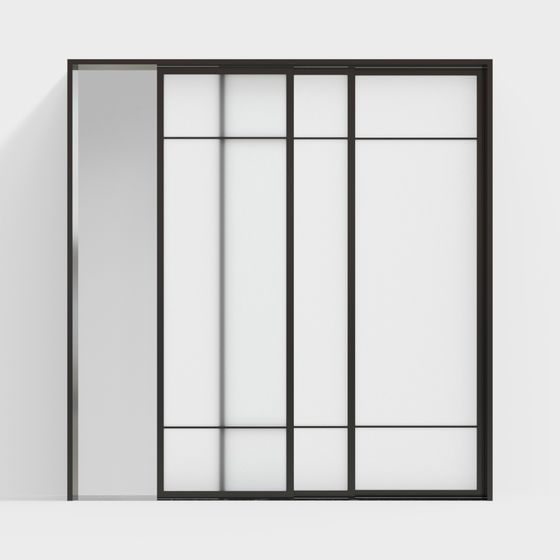 Elegant Glass Partition Door 3D model