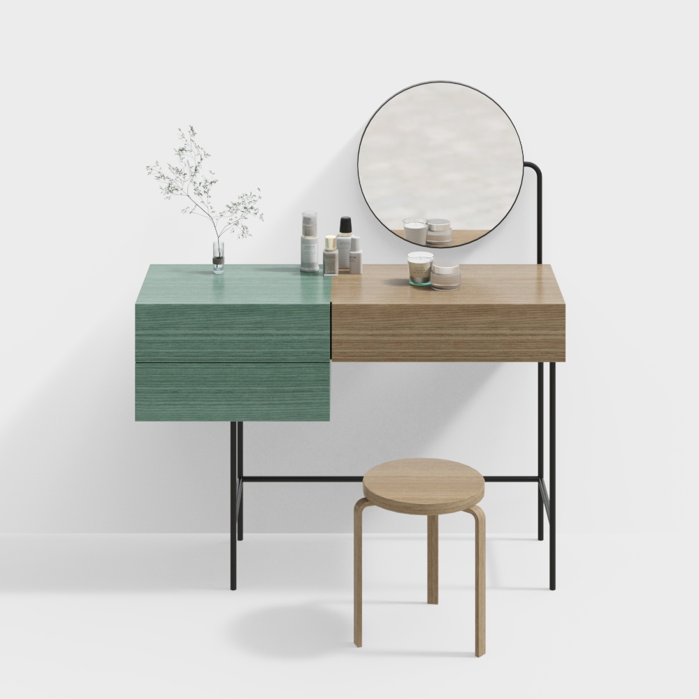 Double wood-colored dresser