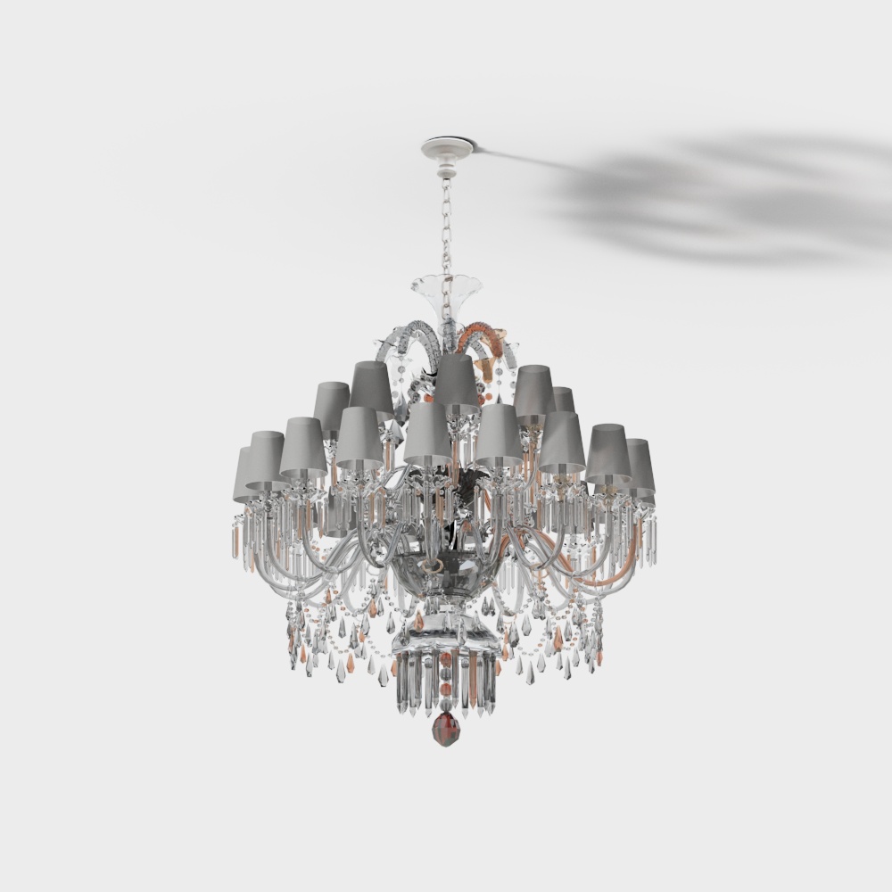 Elegant Crystal Chandelier 3D Model – Low Poly Glass Design