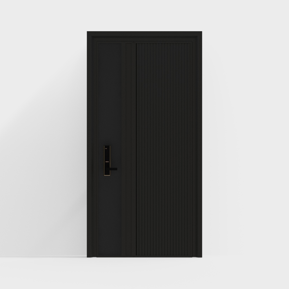 Modern black glass security doors