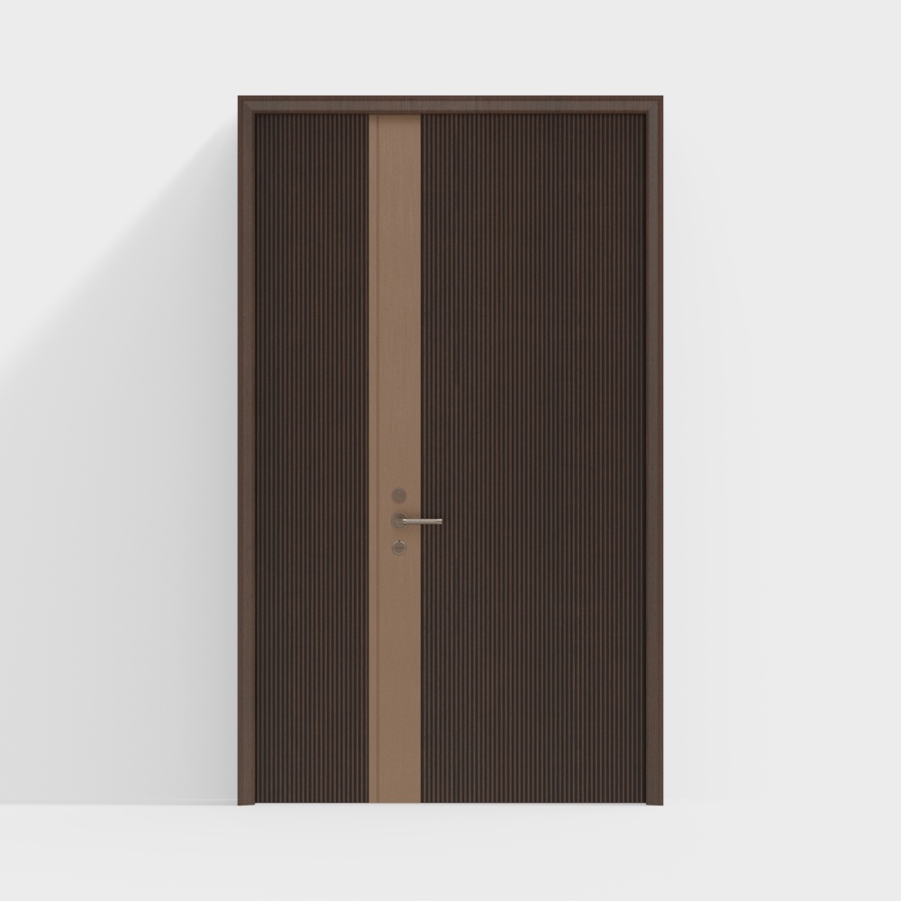 Striped Wood Door 3D Model – Nordic Minimalist Style