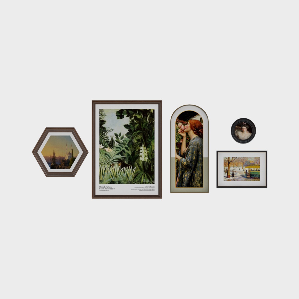 Retro Gallery 3D Model – Classic Artworks Scene