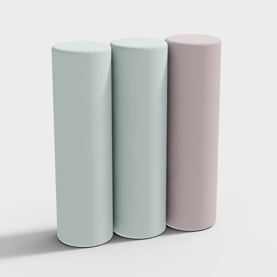 Elegant Minimalist 3D Model with Colorful Cylinders