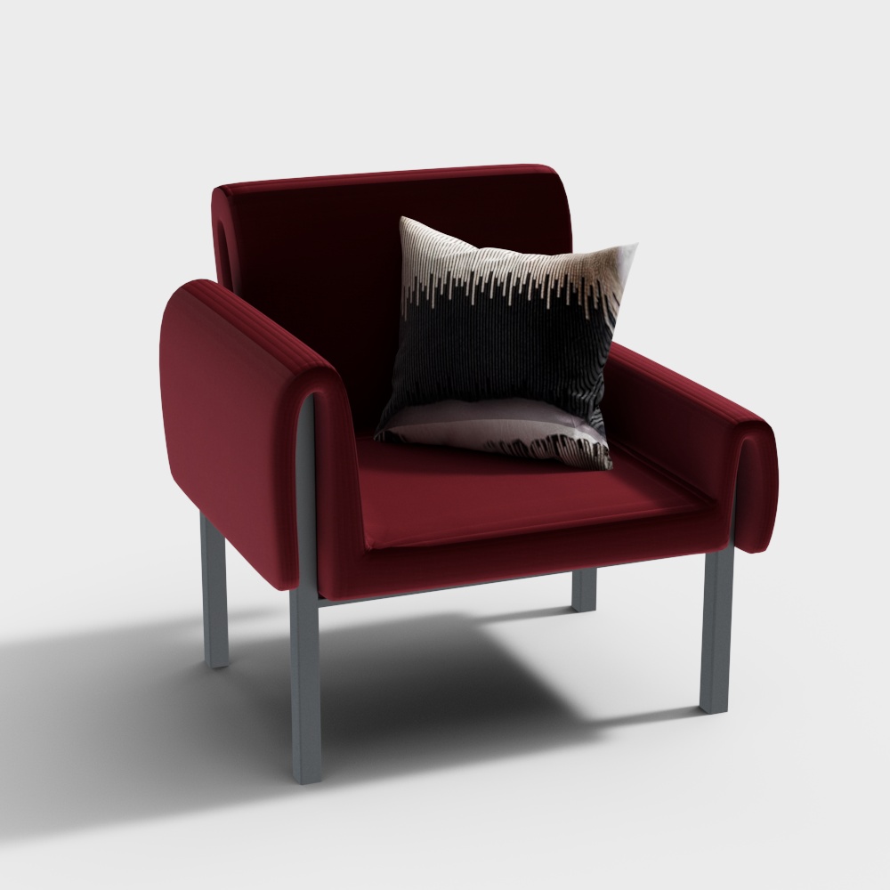 เก้าอี้เดี่ยวสีแดงฝรั่งเศส