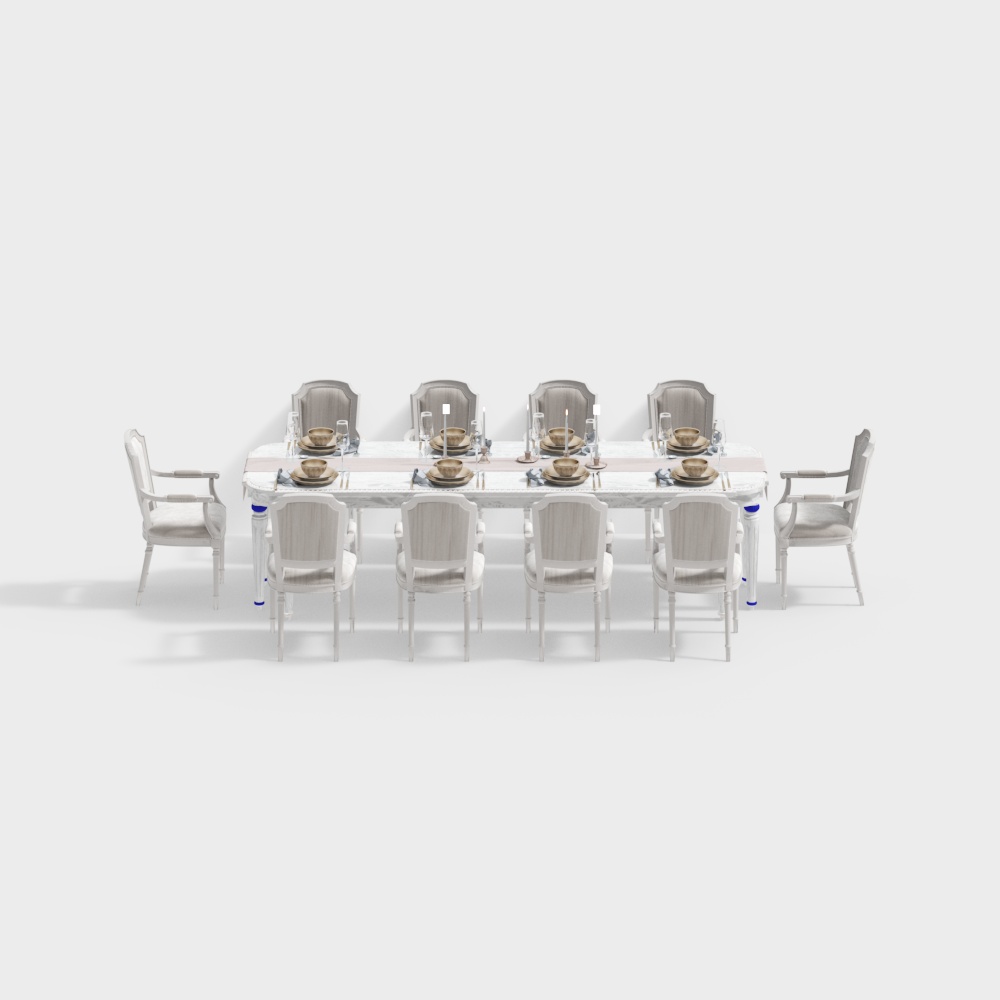 French luxury dining table and chair combination