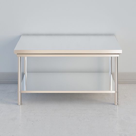 Sleek Stainless Steel Workbench 3D model