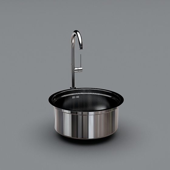 Stylish Low-Poly Kitchen Sink 3D model