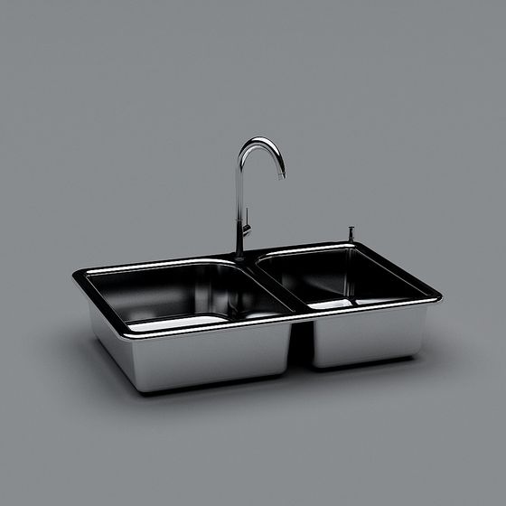 Stylish Double Bowl Stainless Steel Sink 3D model