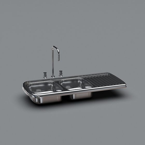 Stylish Stainless Steel Sink 3D model