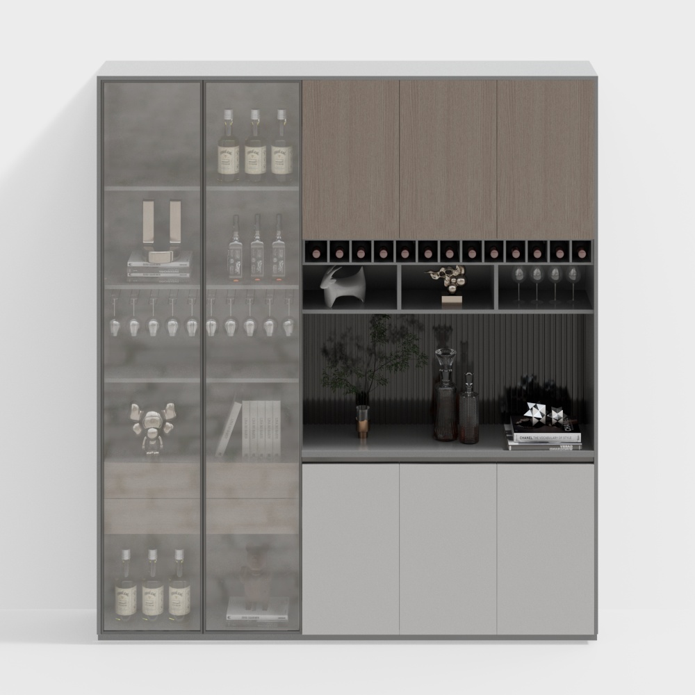 Elegant Low-Poly Bar Cabinet 3D model