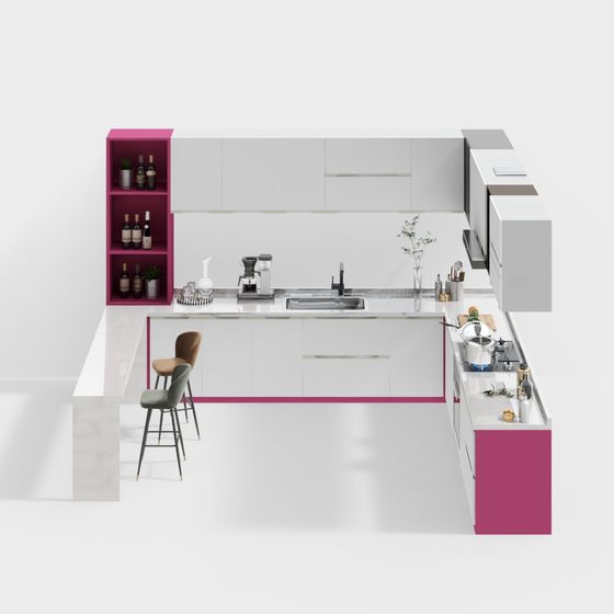 Modern Minimalist Kitchen 3D Model