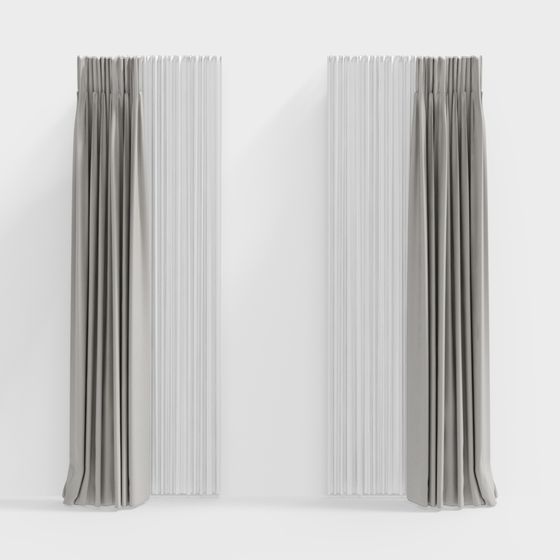 Stylish Gray Pleated Curtain 3D model for Creative Projects