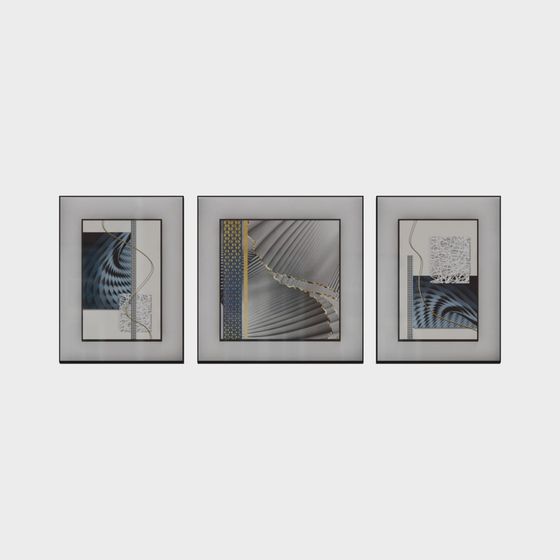 Abstract Triptych 3D Model for Creative Projects