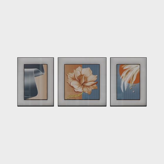Abstract Frame Triptych 3D Model