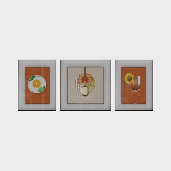 Dining Table Art Triptych 3D model