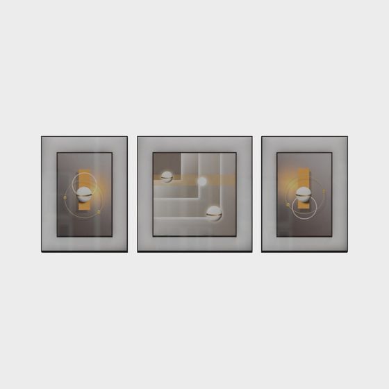 Abstract Geometric Triptych 3D model