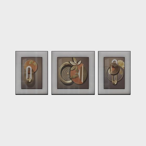 Abstract Triptych Frame 3D model for Designers