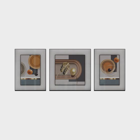 Abstract Frame Triptych 3D Model