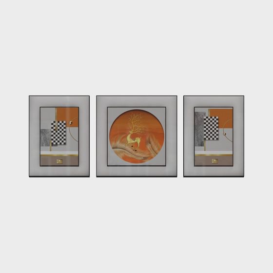 Abstract Nature Triptych 3D Model