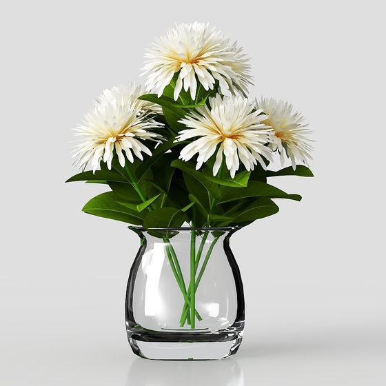 Glass Vase with Daisy 3D model for Creative Spaces