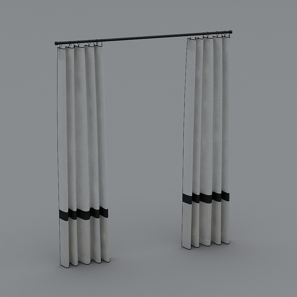 Elegant Minimalist Curtain 3D model for Modern Interiors