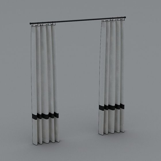 Elegant Minimalist Curtain 3D model for Modern Interiors