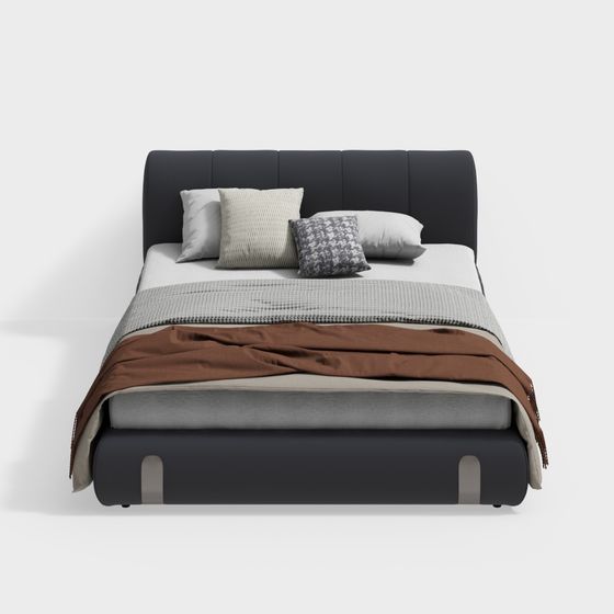 Giường da trơn nguyên bản KJD22CGS143-1.5 màu xám đậm mờ