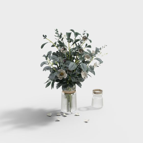 Glass Vase with Flowers 3D model