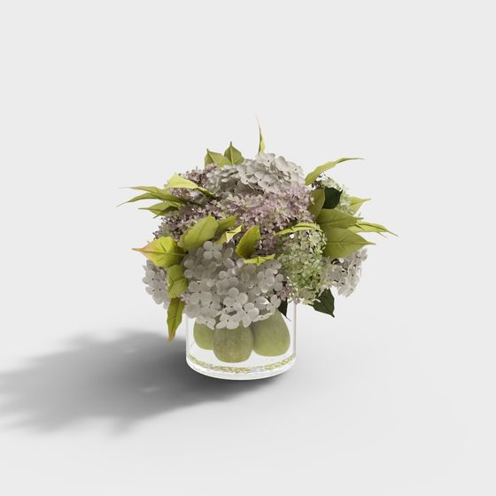 Stunning Floral Composition in Glass Vase 3D model