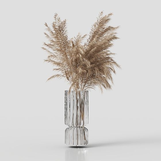 Glass Vase with Reeds 3D model