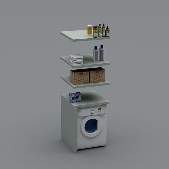 Minimalist Washer and Shelf 3D Model