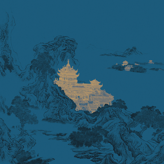 Beetle Inca embroidery-wallpaper wall covering