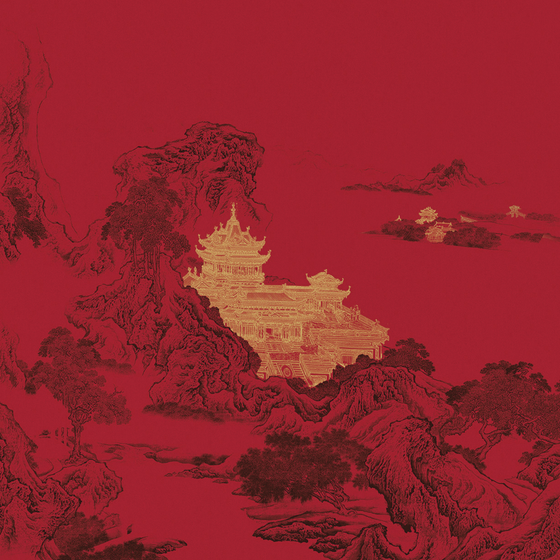 Beetle Inca embroidery-wallpaper wall covering