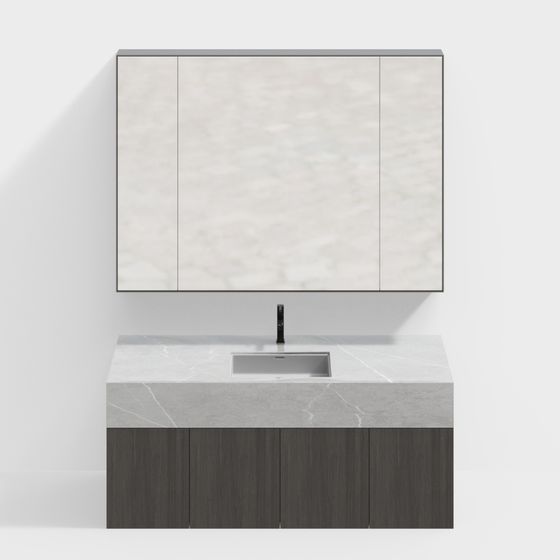 Elegant Minimalist Bathroom Cabinet 3D model