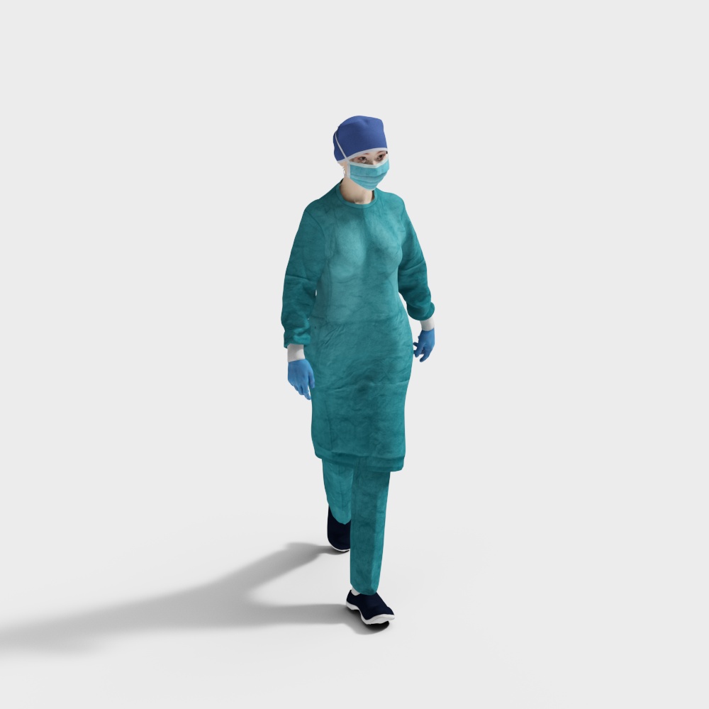 Modern healthcare workers walk