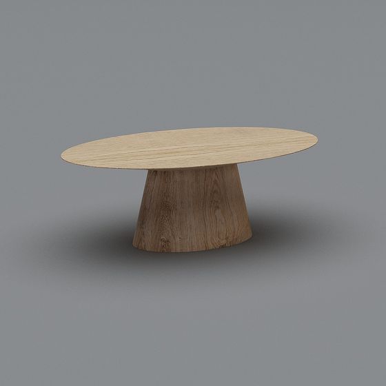 Elegant Oval Wooden Table 3D Model