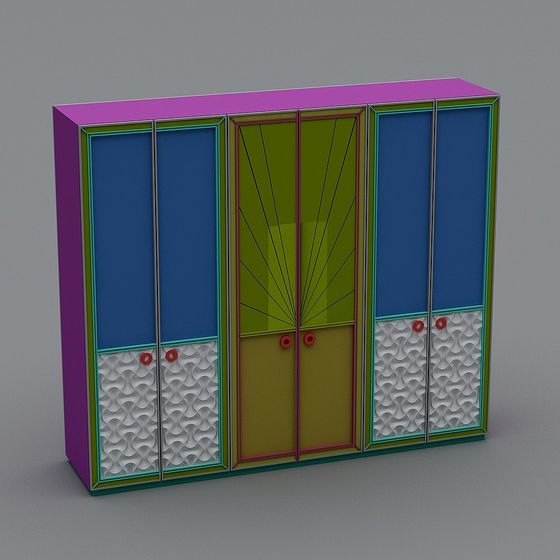 Vibrant Low-Polygon Wardrobe 3D model