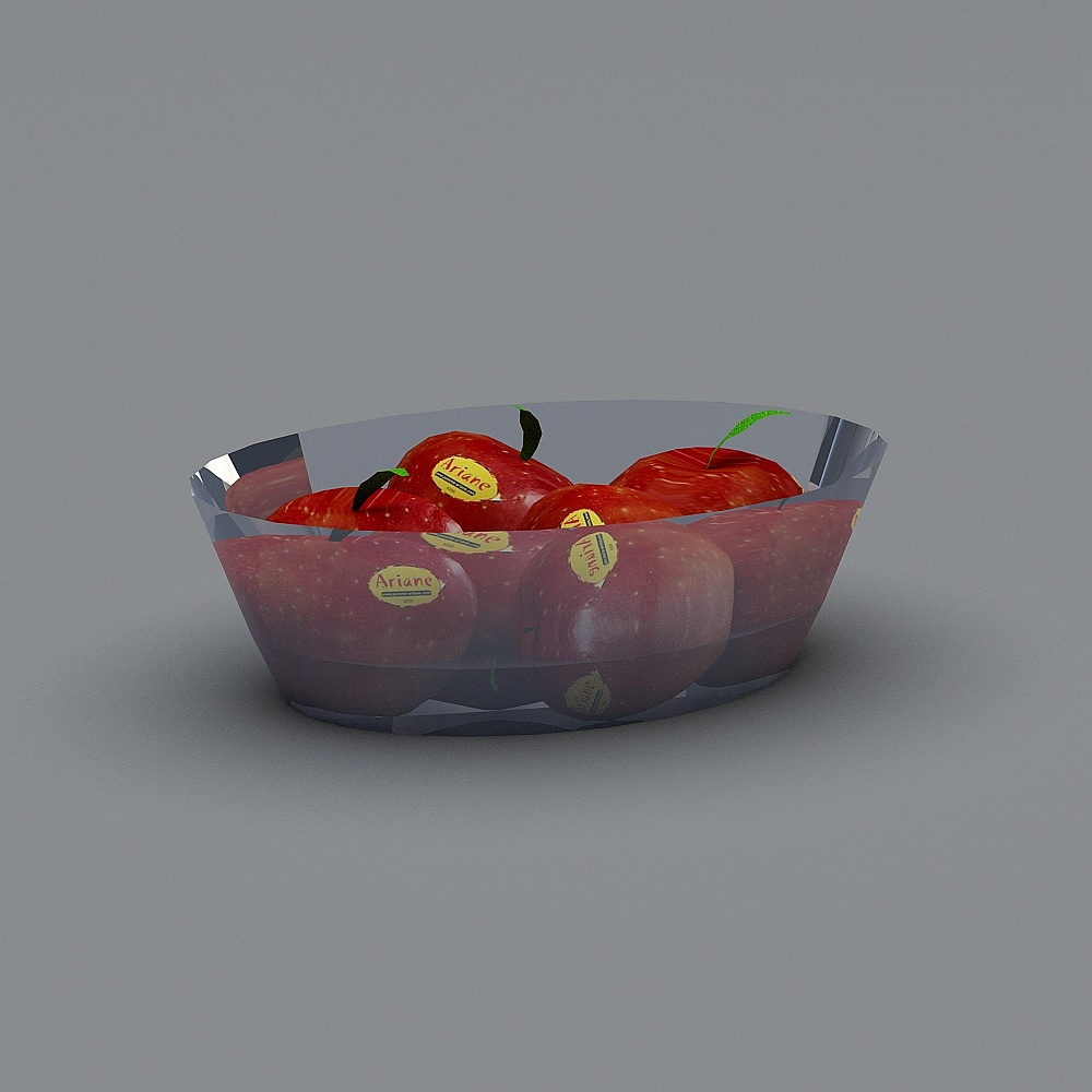Transparent Glass Bowl with Red Apple 3D model