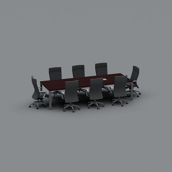 Modern Conference Table and Chair Set 3D model